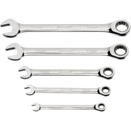 Ratcheting combination spanner 8-15mm, straight 5-pcs.