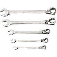 Ratcheting combination spanner 8-15mm, 15° reversible 5-pieces