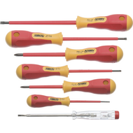 VDE screwdriver DIN7438, 7-pc. 2,5/4,0/5,5/6,5/PH1/PH2/voltage tester