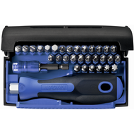 Bit box, 32-pc. hex./flat head/PH/PZ/TX universal with bit holder and handle