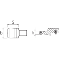 Einsteckadapter 14x18mm für Einsteckwerkzeuge mit seitl.Schwalbenschwanz-Führung