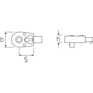 Snap-in ratchet, QuickRelease safety lock 9x12mm, 1/4"