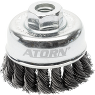 Cup brush 65x20mm M14 tapered, steel wire, knotted