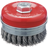 Cup brush 80x20mm M14 straight, steel wire, knotted