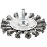 Round brush 70x6mm with shank 6mm, made of knotted steel wire 0,5mm