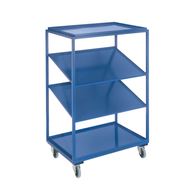 Picking trolley WxHxD 860x1.315x605mm, 2 flat and 2 inclined shelves RAL5010