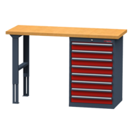 Series workbench incl. drawer block, 600mm, 1500x600x860mm RAL7016/3020