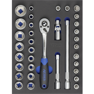 Modular hard-foam inlay, socket set 1/2", 35-piece