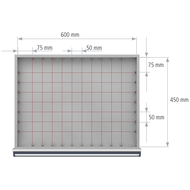 Seitenfachschiene 75mm für Schubladen BxT 600x450mm