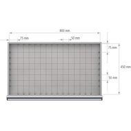 Seitenfachschiene 75mm für Schubladen BxT 800x450mm