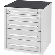 Werkzeugschrank S, 5 Schubladen, RAL7035/7035, VA-Schubladen
