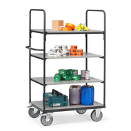 Shelved trolley 1000x600x1552 mm, supported load 500 kg, RAL7016