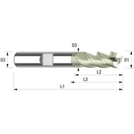 VHM-Alucutter D1= ø 5,0 mmlang, rechtsdrall ca. 45°,