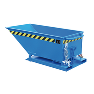 Chip tipping trough 250 litres RAL5012, low trough with screen and drain tap