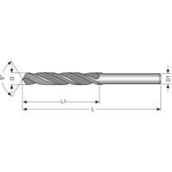 Twist drill HSS WN type N, 13,5mm shank-offset to 12,7mm vapour-treated