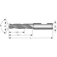 Solid carbide high-performance drill 3xD 16mm D1=HA TiAlN