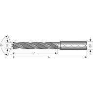 Solid carbide high-performance drill 7xD 3,4mm IC D1=HA TiAlN