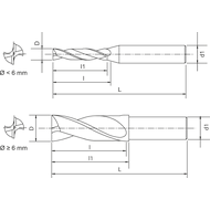 Flat drill, solid carbide 180° ADF-2D 2 mm