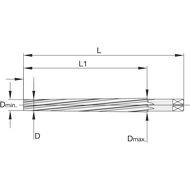 Hand taper reamer HSS DIN9B 1,5mm (steel/non-ferrous) 7-8° left-handed twist