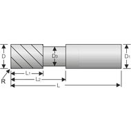 Multi-flute cutter SC 42°/43°/44° 3mm, R0.2, Z=6 RockTec-52