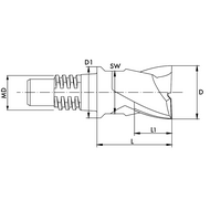 Solid carbide exchangeable head 30° size 20 Ø10 2S. TiAlN