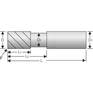 Alu-end mil. cutter SC 43°/47° 3 mm L2=16 mm, Z=3, HA, ed. chamfer, HPC, TAC