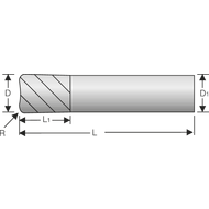 Solid carbide torus cutter 40° 3mm, R=0,3mm, Z=4 RockTec-52