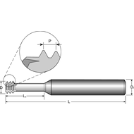 Thread cutter SC ISO M3x0.5; L2=9.5mm; Z3 IC TiAlN