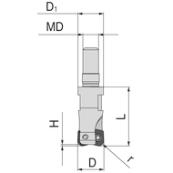 Screw-in milling cutter 20 mm/M5 for 5 x XCH.. 06
