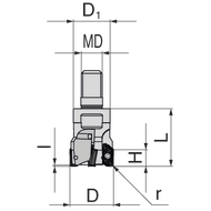 Screw-in milling cutter 90° 25 mm/M12 for 4 x XD..T 10T3
