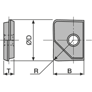 MIRROR-RADIUS milling insert RNM-120-R03 JC8003 (ISO P/K) PVD-coated