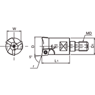Screw-in milling cutter 16mm/M8, for 2 II XDHW0206-05/10, Rhombic DIEMASTER