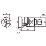 Screw-in milling cutter 16mm/M8, for 2 II XDHW0206-05/10, Rhombic DIEMASTER