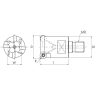 Screw-in milling cutter 35mm/M16, for II RD..1204MO., SUPER-DIEMASTER