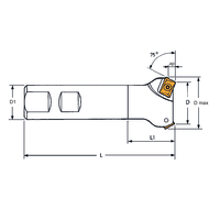 End face milling cutter 75° 25mm, for 2 indexable inserts AP..1003