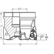 Shoulder milling cutter 90° 32x16x40 mm, for 6 x WNEU 0403..