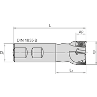 High-speed end milling cutter 90° 20mm, for 2 milling inserts AD.X 12..