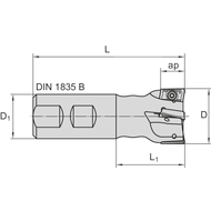 High-speed end milling cutter 90° 25mm, for 2 milling inserts AD.X 17..