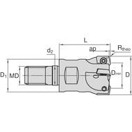 High feed-rate screw-in milling cutter 16 mm Z2