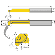 Cutting insert R070.5-15 intern. groov. & chamfering 5mm L1=15 Dmin=5,0mm CN45F