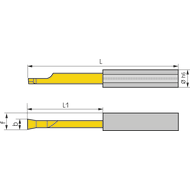 Cutting insert L015.1515-10 axial grooving 7 mm / b=1.5 L1=10 Dmin=8.0 mm CN45F