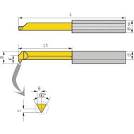Cutting insert L005.0205-15 int. thread turn. ISO 0,5 L1=15 Dmin=5,0mm HC8615