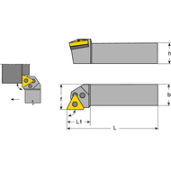Tool holder PTGN-L 1616 H16, setting angle 90°, for turning inserts TNM.1604..