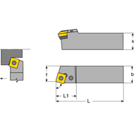 Tool holder PSBN-R 2020 K12, setting angle 75°, for turning inserts SNM.1204..