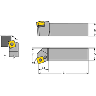 Tool holder PSKN-R 2020 K12, setting angle 75°, for turning inserts SNM.1204..