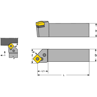 Tool holder PSSN-L 2020 K12, setting angle 45°, for turning inserts SNM.1204..