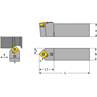 Tool holder PSDN-N 2020 K12, setting angle 45°, for turning inserts SNM.1204..