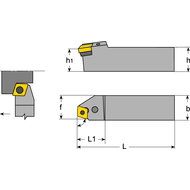 Tool holder PCBN-L 2525 M12, setting angle 75°, for turning inserts CN.1204..