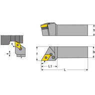 Tool holder PDJN-L 2020 K15, setting angle 93°, for turning inserts DNM.1506..