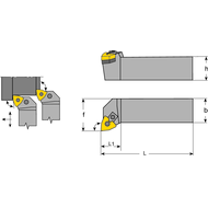 Tool holder MWLN-R 2020 K08, setting angle 95°, for turning inserts WNM.0804..